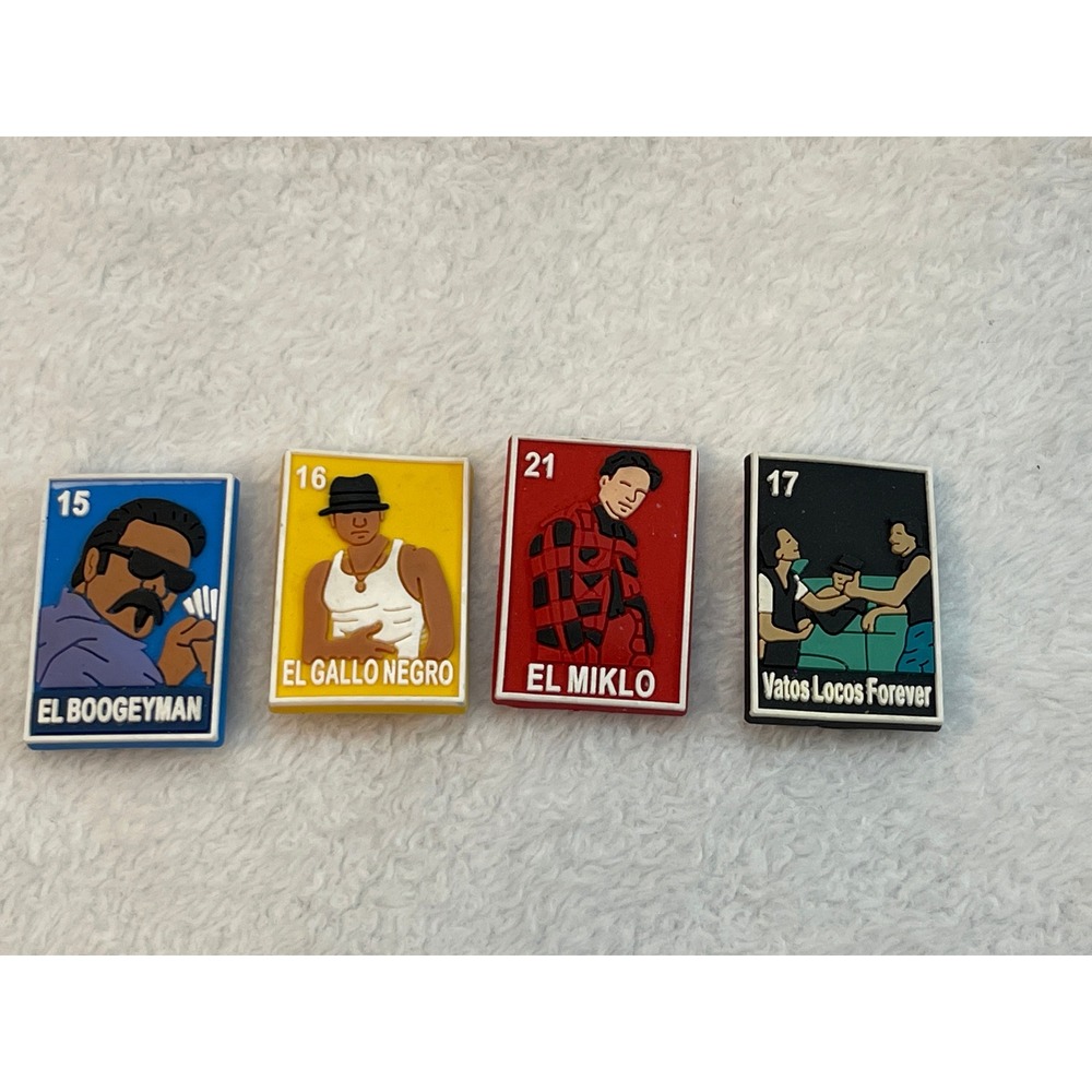 Blood In Blood Out Loteria Shoe Charms Set Vatos Locos Miklo Gallo Negro 4pc